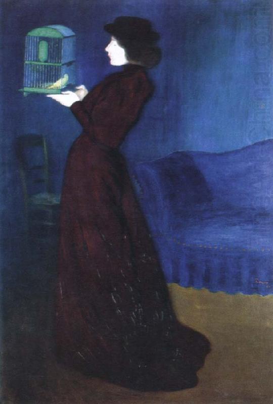 Jozsef Rippl-Ronai woman with a birdcage china oil painting image